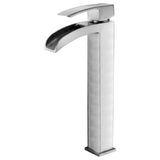 Viace Series Deco-Glass Vessel Sink in Blazing Blue with Key Faucet in Brushed Nickel - Super Arbor