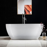 Dieppe 59 in. Acrylic Double Ended Flat Bottom Bathtub with Chrome Overflow and Drain Included in White - Super Arbor