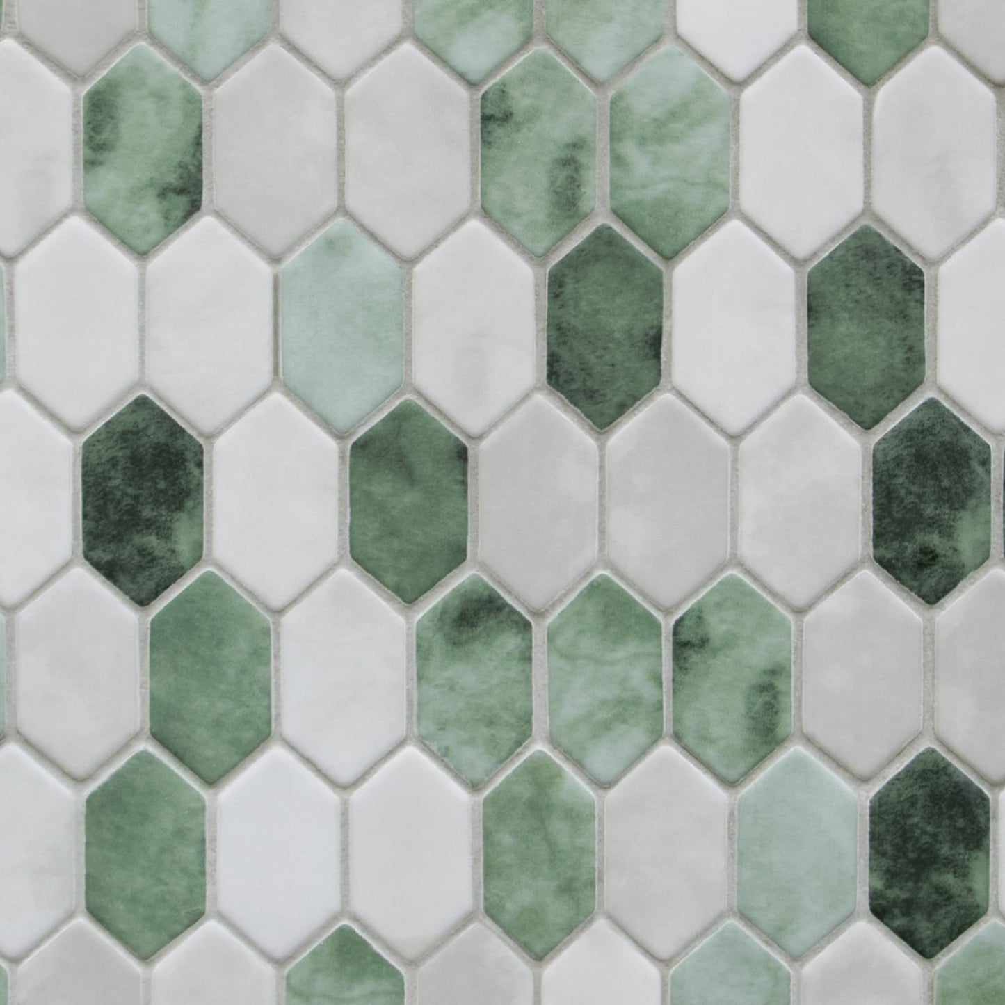 SUNWINGS Picket Green 10-in x 10-in Matte Recycled glass Cement look Hexagon Mosaic Floor and Wall Tile product image