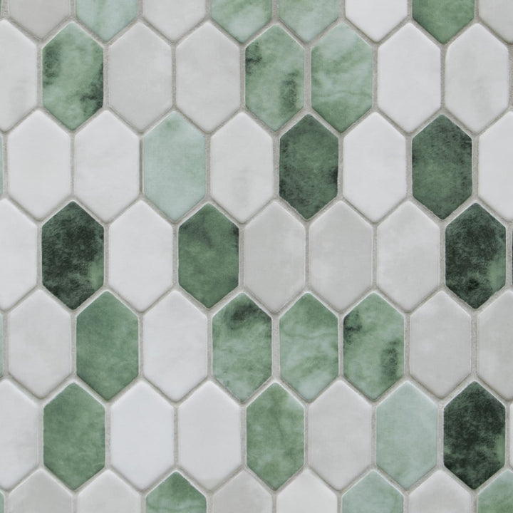 SUNWINGS Picket Green 10-in x 10-in Matte Recycled glass Cement look Hexagon Mosaic Floor and Wall Tile product image