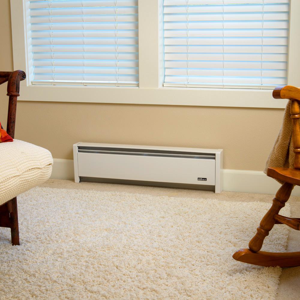 SoftHeat 59 in. 1000-Watt 120-Volt Hydronic Electric Baseboard Heater - Super Arbor