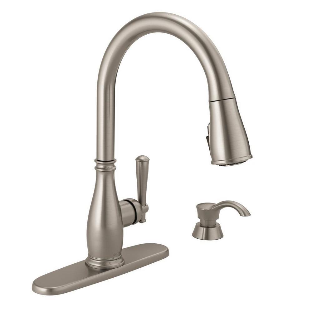 Charmaine Single-Handle Pull-Down Sprayer Kitchen Faucet with Touch2O and ShieldSpray Technologies in Venetian Bronze - Super Arbor