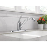 Delta Classic Chrome 1-Handle Deck-Mount Low-Arc Handle Kitchen Faucet (Deck Plate Included)