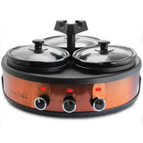 Triple 4.5 Qt. Copper Slow Cooker with Glass Lids
