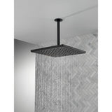 1-Spray 11.8 in. Single Wall Mount Square Fixed Rain Shower Head in Matte Black - Super Arbor