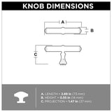 Elegant Base 2-7/8 in. (73 mm) Satin Nickel Elongated Bar Cabinet Knob - Super Arbor