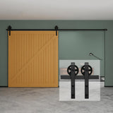 12 ft./144 in. Black Sliding Barn Door Track and Hardware Kit with Bigwheel J Shape Hanger for Single Door - Super Arbor