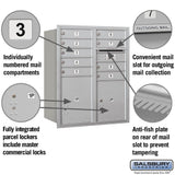 3700 Horizontal Series 9-Compartment with 2-Parcel Locker Recessed Mount Mailbox - Super Arbor