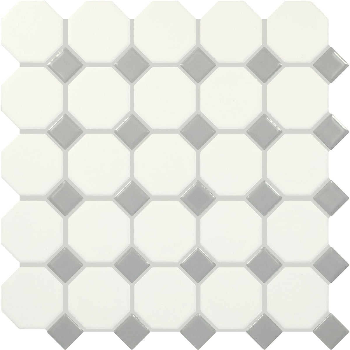 Daltile Core Classic True White with Gray Dot 12-in x 12-in Multi-finish Ceramic Patterned Multi-shaped Mosaic Floor and Wall Tile product image