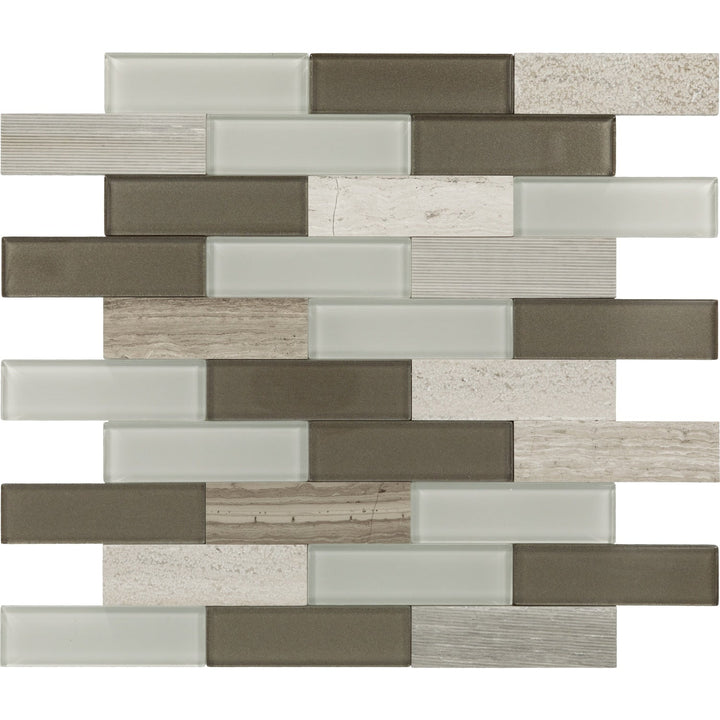 Daltile SimplyStick Mosaix Chenille White 12-in x 12-in Multi-finish Natural stone Marble/limestone Marble look Peel and stick Mosaic Wall Tile product image