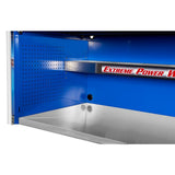 55 in. Power Workstation Professional Hutch with Stainless Steel Shelf and Work Surface in Blue - Super Arbor