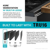 Kore Gunmetal 16-Gauge Stainless Steel PVD 33 in. Single Bowl Drop-In Workstation Kitchen Sink with Accessories
