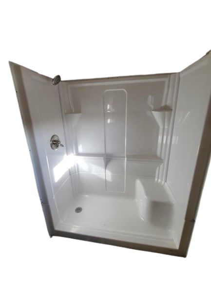 Laurel Mountain Almedia Low Threshold White 4-Piece Alcove Shower Kit (Common: 30-in x 60-in; Actual: 30-in x 60-in)