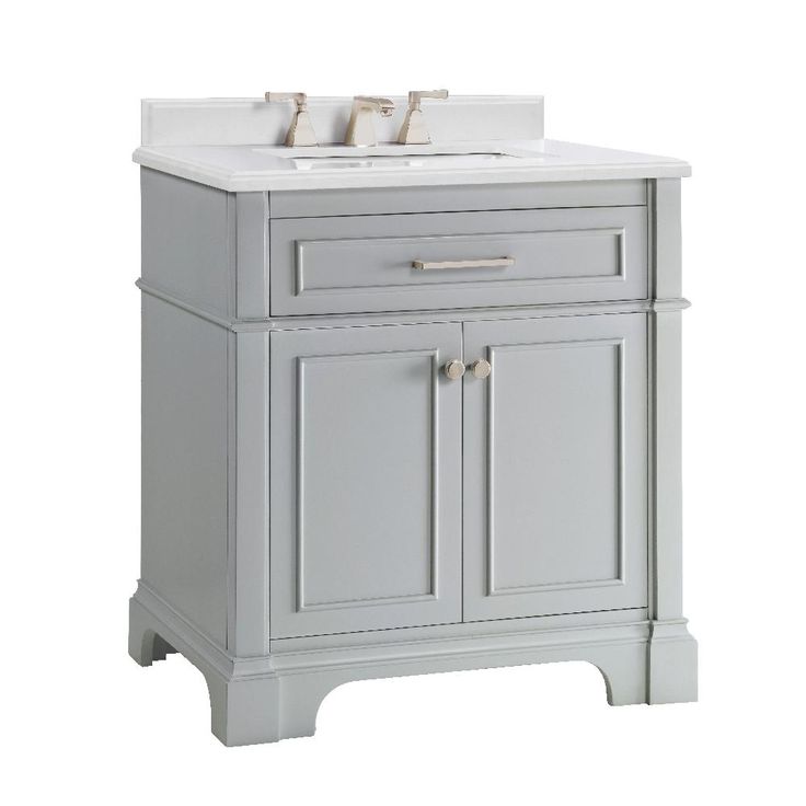 Melpark 30 in. W x 22 in. D Bath Vanity in Dove Grey with Cultured Marble Vanity Top in White with White Sink