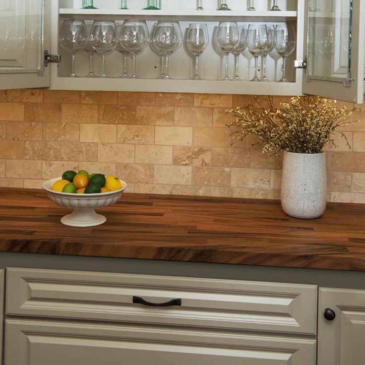 Sparrow Peak Saman 10-ft Natural Straight Butcher Block Saman Kitchen Countertop