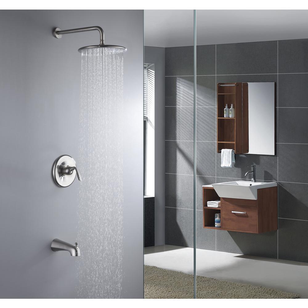 Meno Series Single-Handle 1-Spray Tub and Shower Faucet in Brushed Nickel - Super Arbor