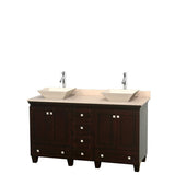 Wyndham Collection Acclaim 60-in Espresso Double Sink Bathroom Vanity with Ivory Natural Marble Top