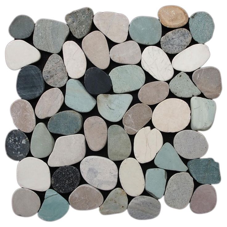 Cruz Bay Sliced Pebble Tile  Black 11-1/2 in. x 11-1/2 in. x 9.5mm Honed Pebble Mosaic Tile (10.12 sq. ft. / case)