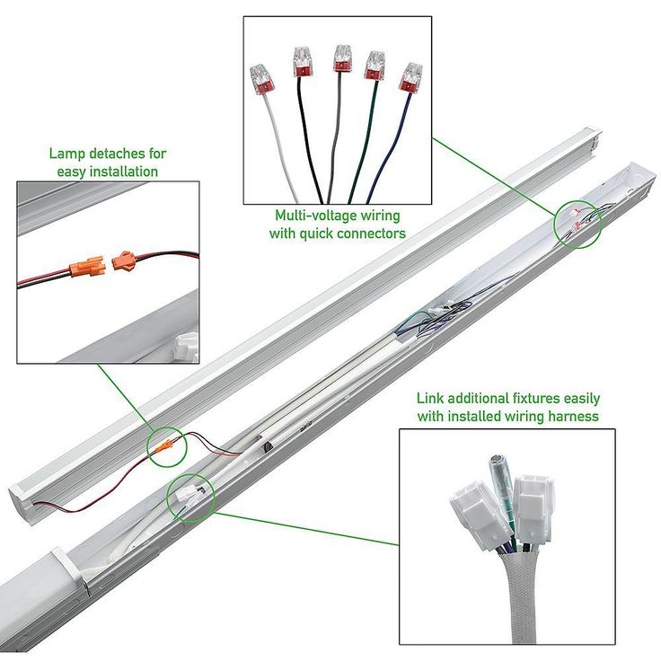 8 ft. (Two 4 ft.) 440-Watt Equivalent Integrated LED White Commercial Strip Light Fixture High Output 11000 Lumens 4000K