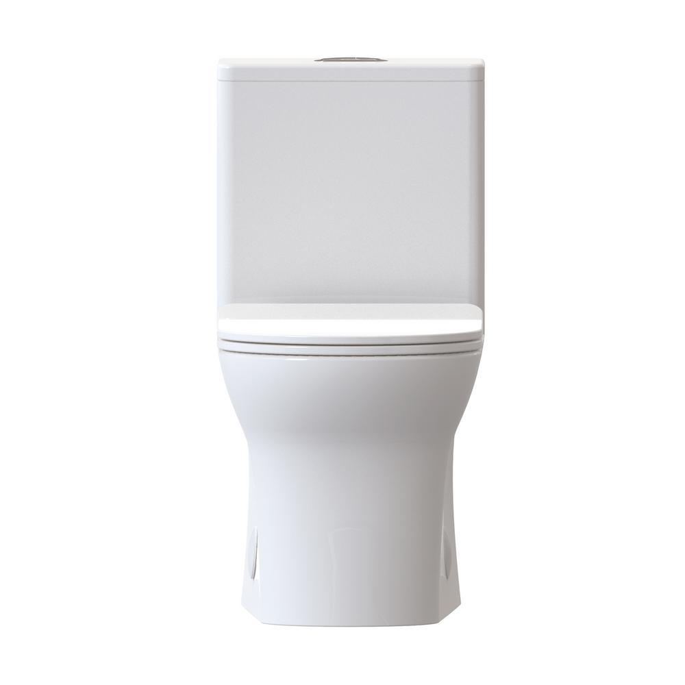 Burdon 1-Piece 0.8/1.28 GPF Dual Flush Square Toilet in White, Seat Included - Super Arbor