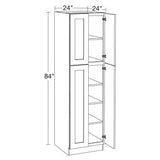 Home Decorators Collection Newport 24 in. W x 24 in. D x 84 in. H Assembled Plywood Pantry Kitchen Cabinet in Pearl Gray with Soft Close