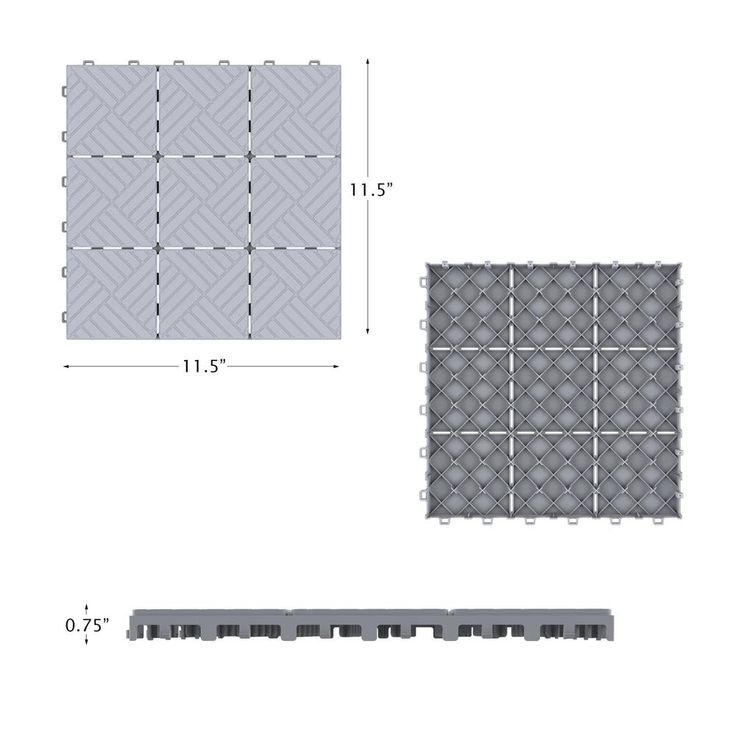 Pure Garden Outdoor Interlocking Square Look Patio and Deck Tiles in Gray (Set of 12) 2.88 ft. W x 3.83 ft. L Polypropylene