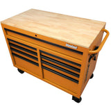 46 in. W x 24.5 in. D 9-Drawer Tool Chest Mobile Workbench with Solid Wood Top in Orange - Super Arbor