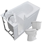 60 in. Walk-In Non-Whirlpool Bathtub in White with 1.28 GPF Single Flush Toilet - Super Arbor