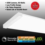 Commercial Electric 48 in. x 10 in. 4200 Lumens White End Caps Integrated LED Panel Light Selectable CCT Kitchen Lighting