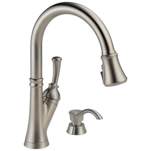 Delta Savile Stainless 1-Handle Deck-Mount Pull-Down Handle Kitchen Faucet (Deck Plate Included)