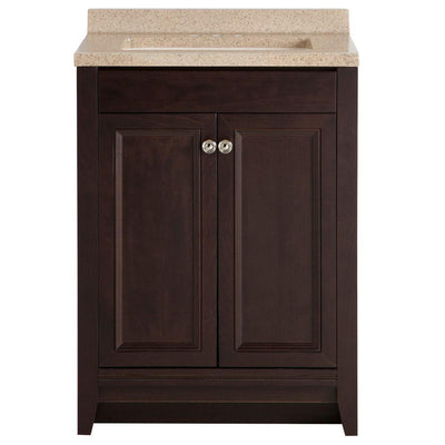 Delridge 24 in. W x 35 in. H x 19 in. D Bathroom Vanity in Chocolate with Solid Surface Vanity Top in Caramel - Super Arbor
