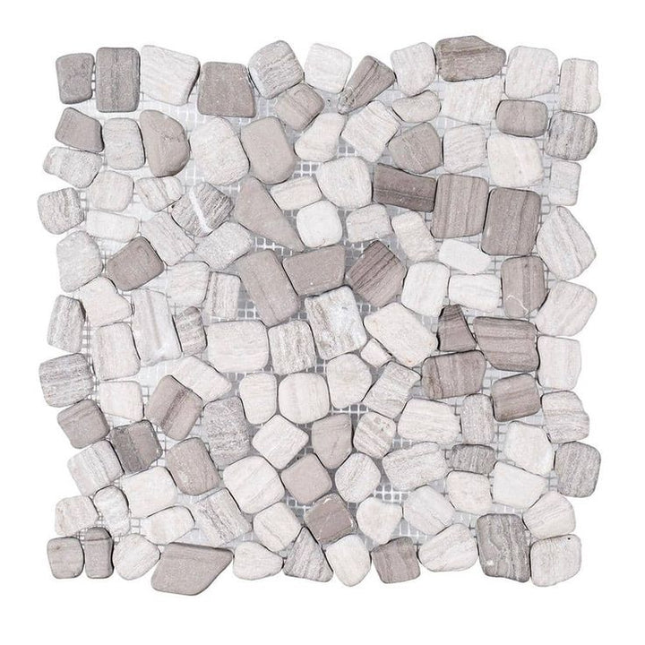 Jeffrey Court Bailey Grey Pebble 12 in. x 12 in. x 10 mm Honed Natural Stone Mosaic Wall/Floor Tile