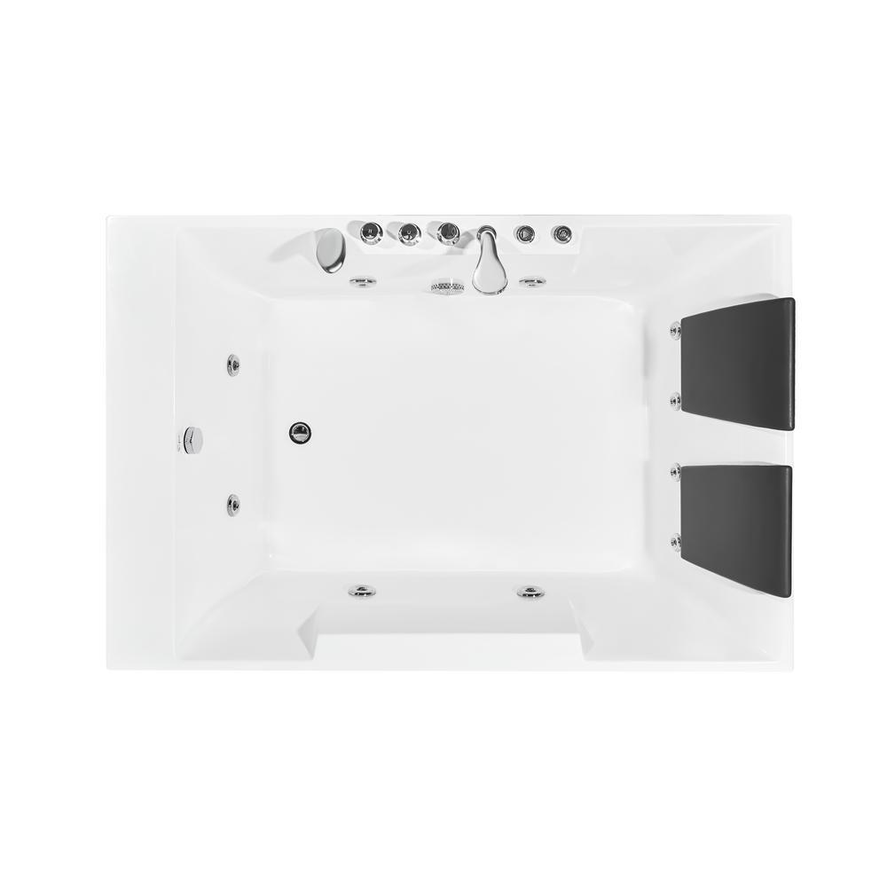 72 in. Acrylic Flatbottom Whirlpool Bathtub in White - Super Arbor