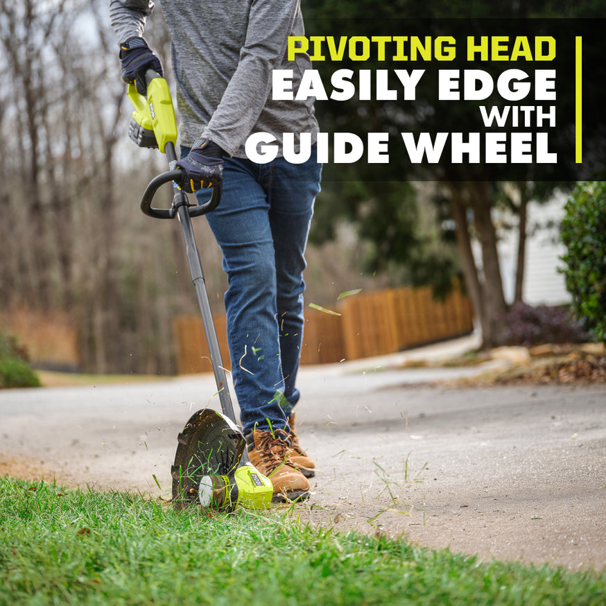 RYOBI ONE+ 18V Lithium-Ion Cordless 13" String Trimmer/Edger Kit with 4.0 Ah Battery and Charger