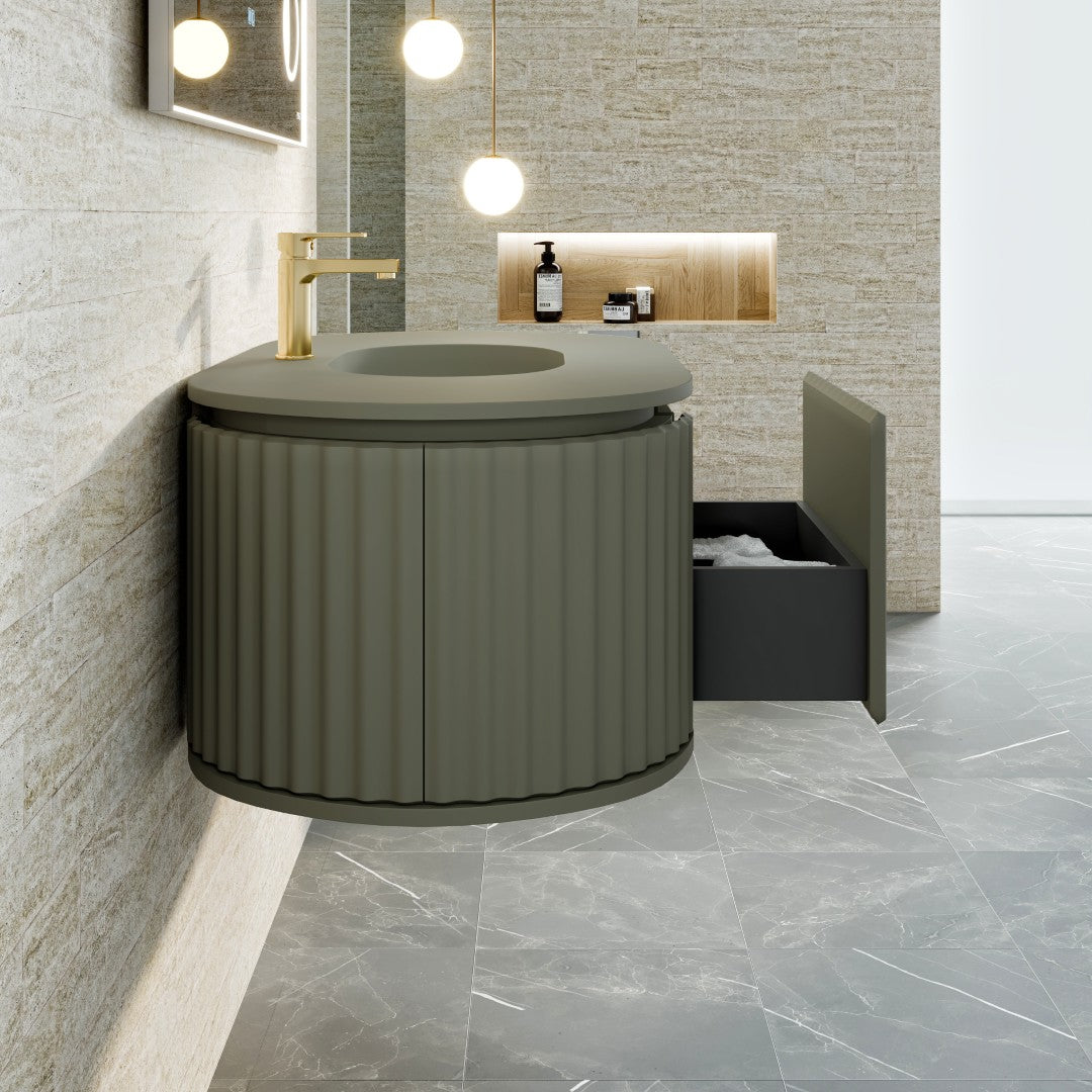 Eviva Haven 39"W x 22"D Green Wall Mount Bathroom Vanity with Green Solid Surface Countertop and Integrated Sink