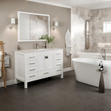 Eviva London 54"W x 18"D White Bathroom Vanity with White Carrara Quartz Countertop and Undermount Porcelain Sink