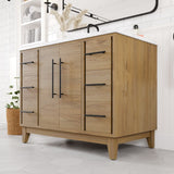 Eviva Graham 42"W x 22"D Oak Bathroom Vanity with White Arabescato Engineered Stone Countertop and Undermount Ceramic Sink