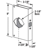1-3/8 in. x 9 in. Thick Solid Brass Lock and Door Reinforcer, 2-1/8 in. Single Bore, 2-3/8 in. Backset - Super Arbor