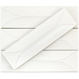Bond Tile Roma 3D White 3 in. x 9 in. Polished Ceramic Subway Tile (40 Pieces 6.02 Sq. Ft. / Box)