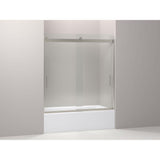 Levity 59 in. x 62 in. Semi-Frameless Sliding Tub Door in Nickel with Handle - Super Arbor