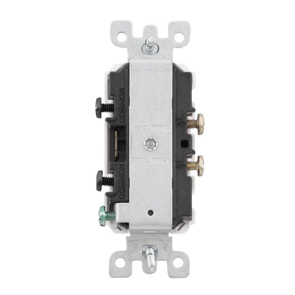 15 Amp Combination Double Switch, White - Super Arbor