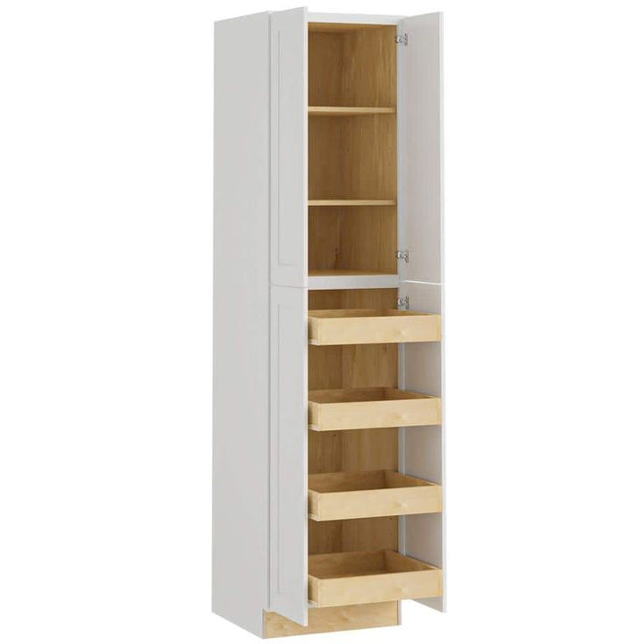 Home Decorators Collection Newport 24 in. W x 24 in. D x 96 in. H Assembled Plywood Pantry Kitchen Cabinet in Pacific White with 4ROT Soft Close