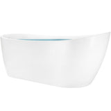 59 in. Acrylic Oval Slipper Flatbottom Freestanding Bathtub in Glossy White - Super Arbor