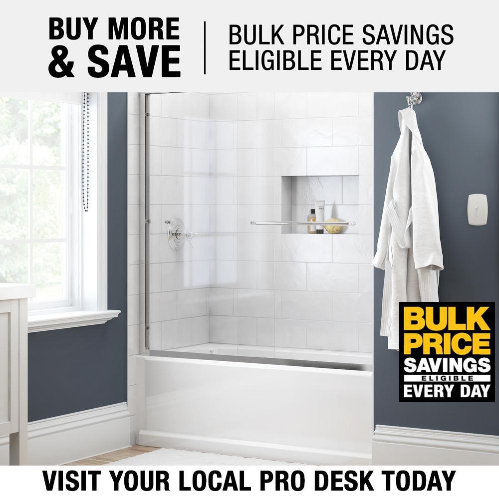 Simplicity 60 in. x 58-1/8 in. Semi-Frameless Traditional Sliding Bathtub Door in Chrome with Clear Glass - Super Arbor