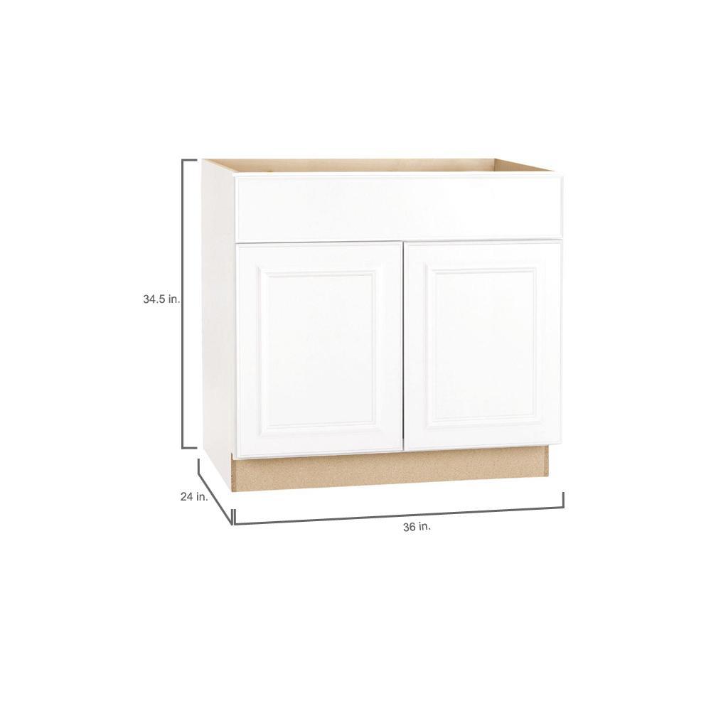 Hampton Assembled 36x34.5x24 in. Base Kitchen Cabinet with Ball-Bearing Drawer Glides in Satin White