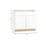 Hampton Assembled 36x34.5x24 in. Base Kitchen Cabinet with Ball-Bearing Drawer Glides in Satin White