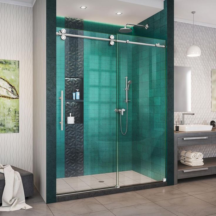 DreamLine Enigma-XO 56-60 in. W x 76 in. H Fully Frameless Sliding Shower Door, Oil Rubbed Bronze