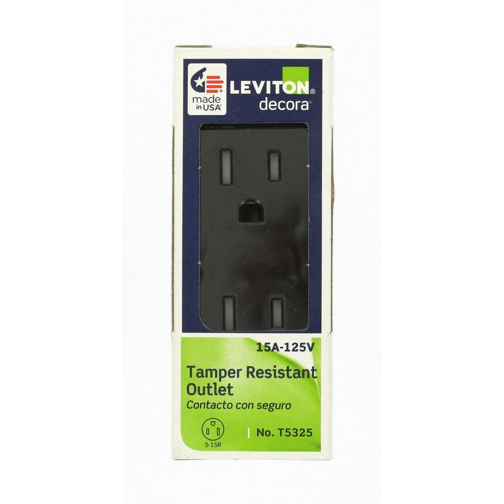 Decora 15 Amp Tamper Resistant Duplex Outlet, Brown - Super Arbor