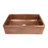 Lange Farmhouse Apron Front Pure Copper Sink 32 in. Single Bowl Kitchen Sink in Antique Copper - Super Arbor