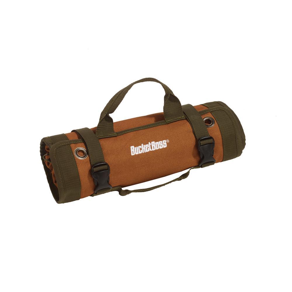 26 in. 6 Zippered Pockets Super Roll Tool Bag in Brown - Super Arbor